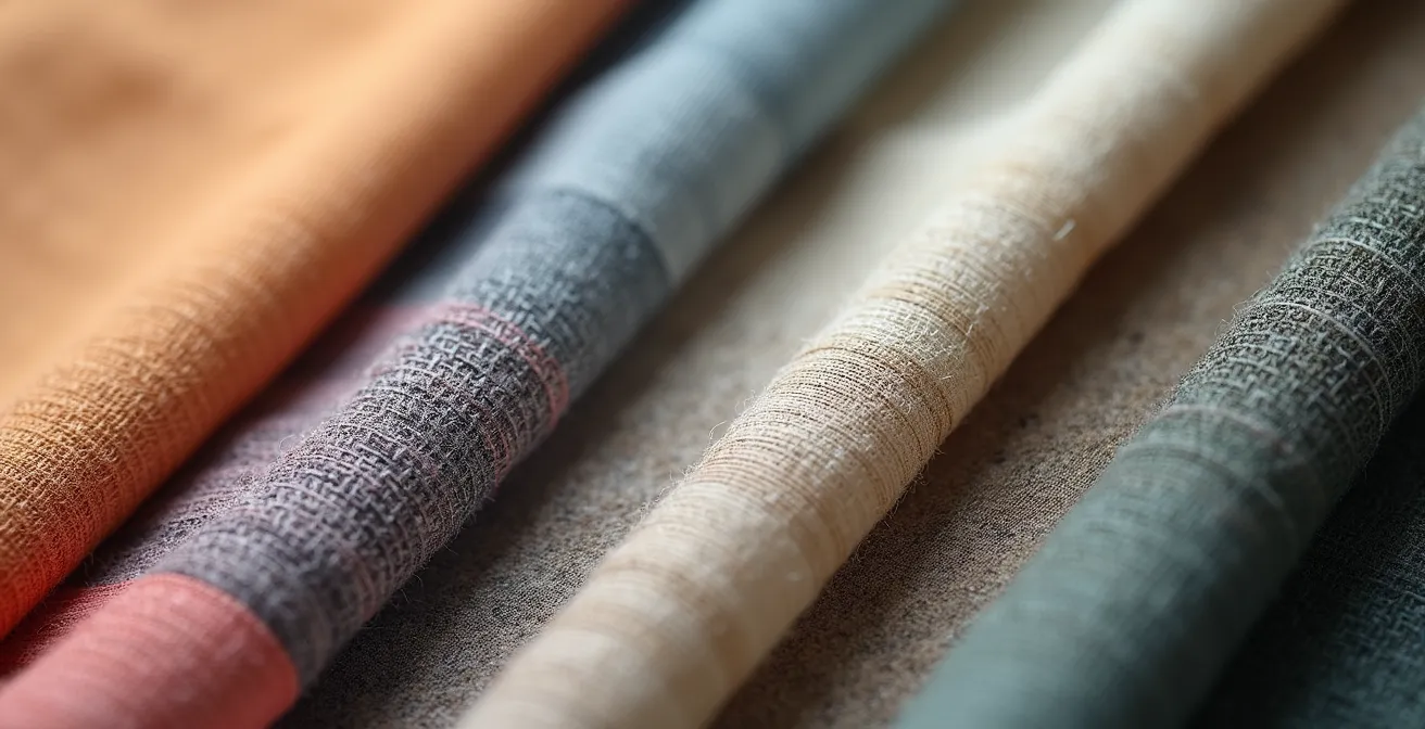 Vue macro d'un tissu montrant texture et qualité de tissage