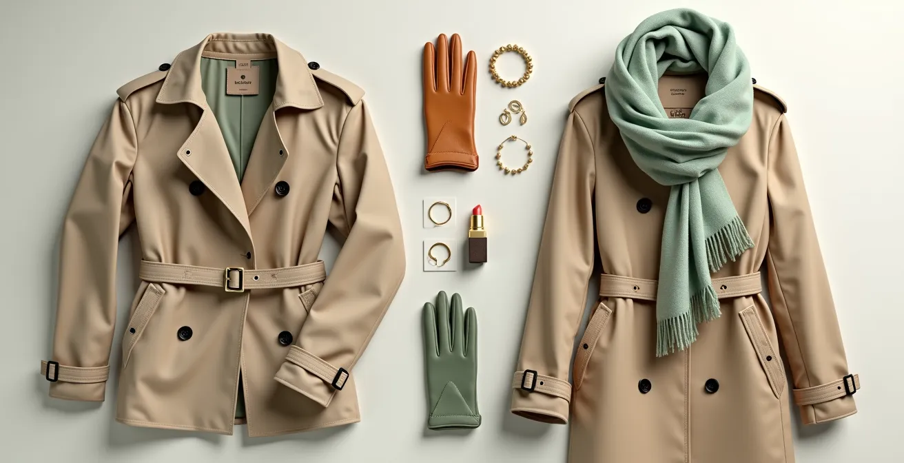 Composition visuelle montrant l'équilibre des couleurs dans une tenue selon la règle des tiers