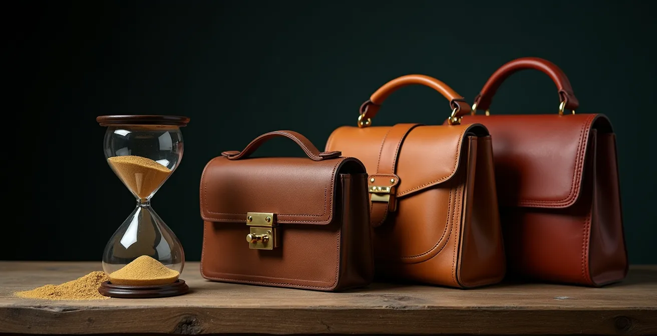 Graphique abstrait représentant l'évolution de la valeur d'un sac de luxe dans le temps