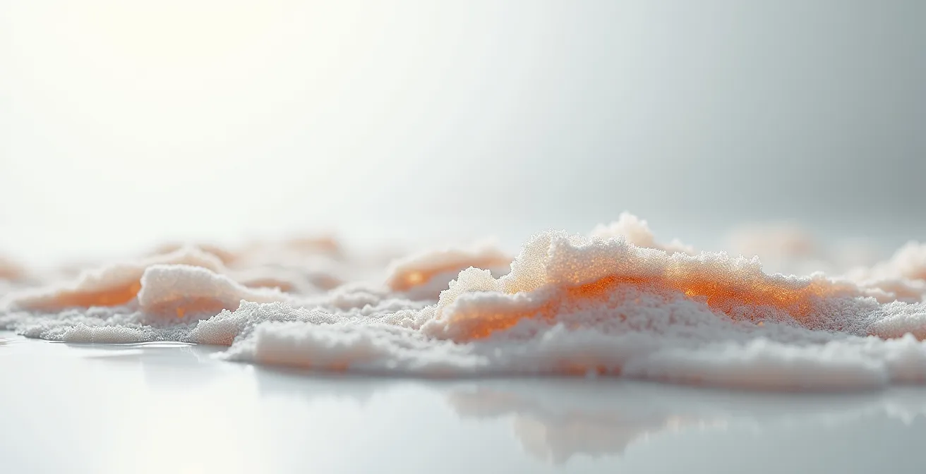 Texture abstraite représentant l'accumulation de résidus sur la fibre capillaire