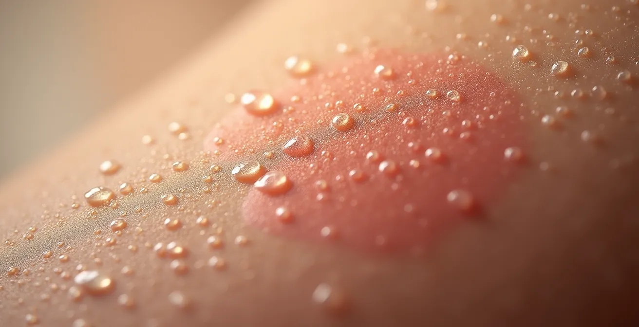 Gros plan sur une peau montrant les effets de la phototoxicité des huiles essentielles d'agrumes