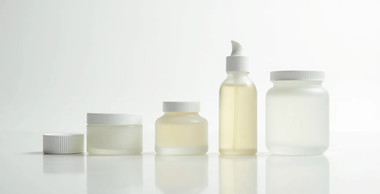 Grafische Darstellung, die die Penetration von Seren unterschiedlicher Texturen in die Hautschichten zeigt.