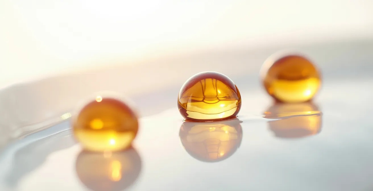 Sérums de vitamine C montrant différents stades d'oxydation de transparent à marron