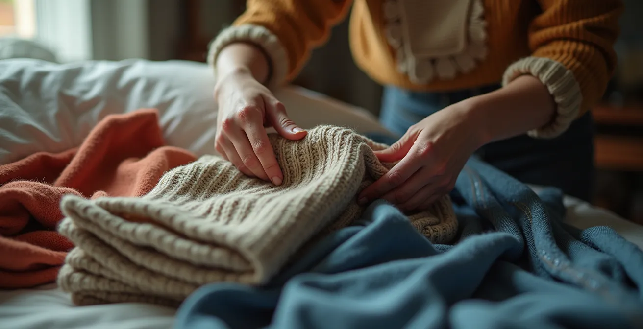 Méthode de tri émotionnel des vêtements en trois piles distinctes